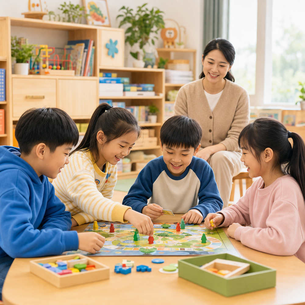 孩子一起玩桌游